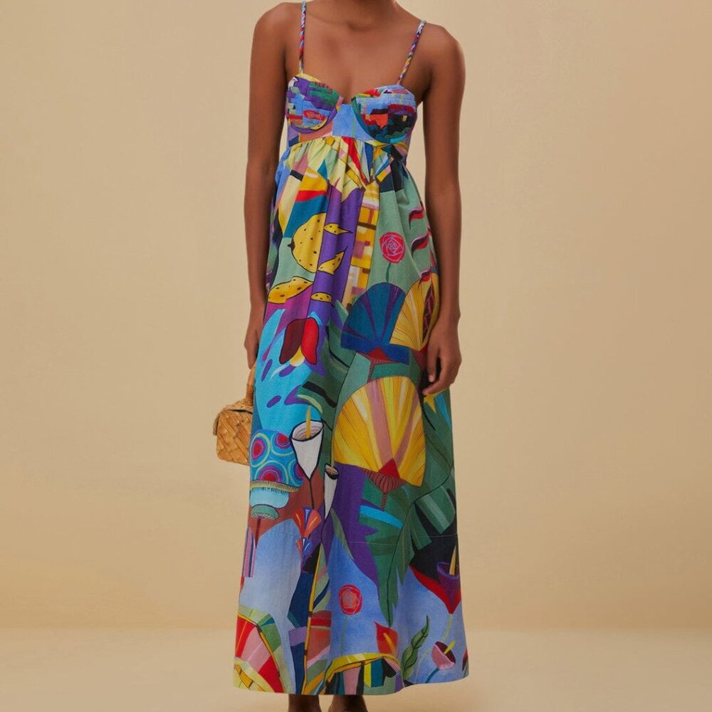 FARM Rio Multicolor Tropical Print Maxi Dress